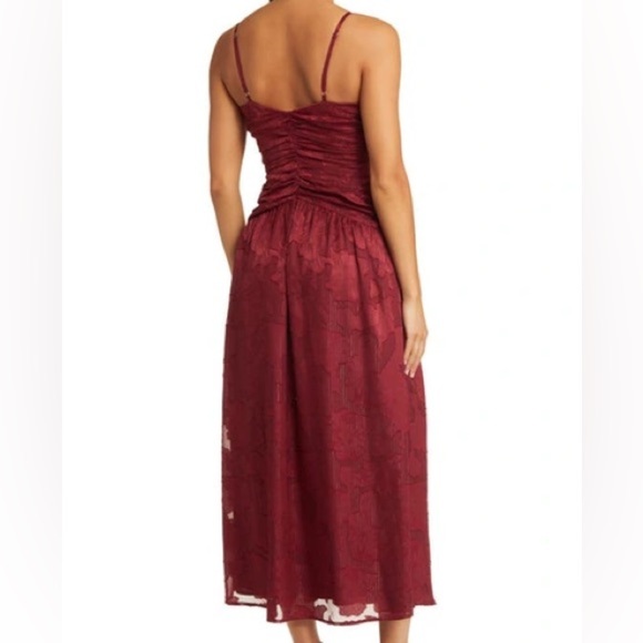 Lost + Wander, Celestial Glow Metallic Stripe Dress Maroon - Picture 3 of 8